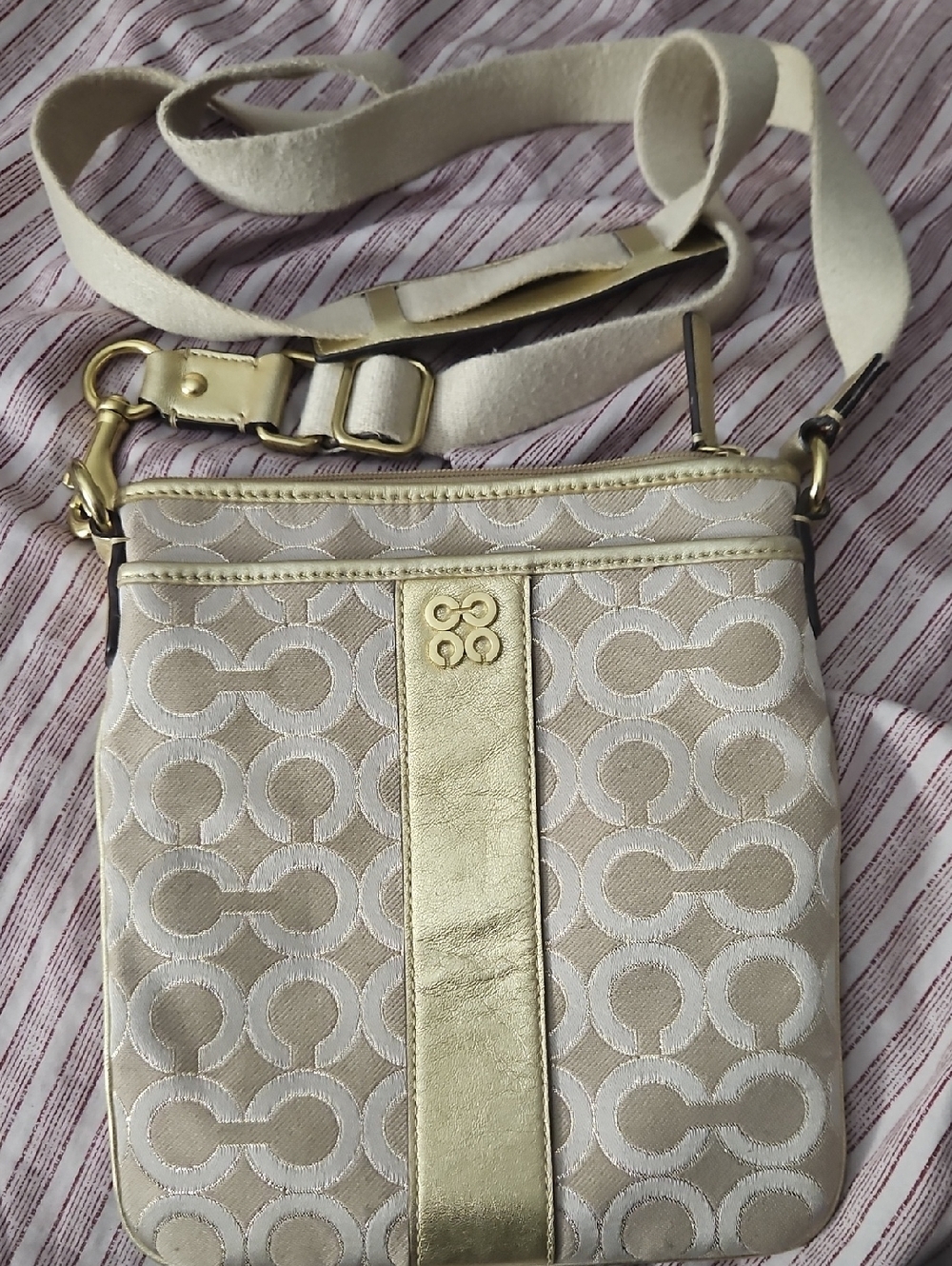 Coach Cream & Gold Crossbody Bag - Women's Shoulder Bag
